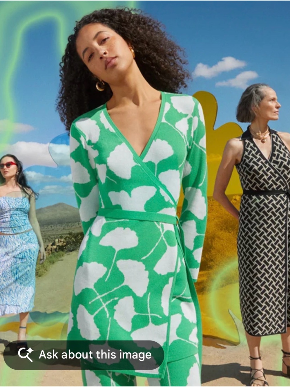 Diane Von Furstenberg for Target Green and White Floral Wrap Dress